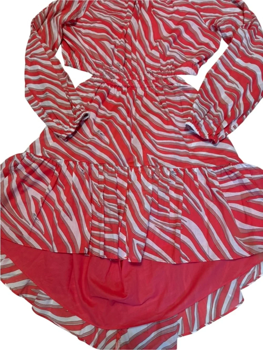 Michael Michael Kors Cotton Lawn Cutout Mini Dress In Zebra Geranium Red/Pink XL - Picture 9 of 13